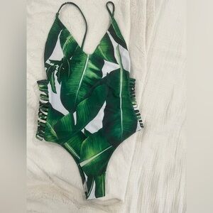 Tropical Leaf Print Swimsuit